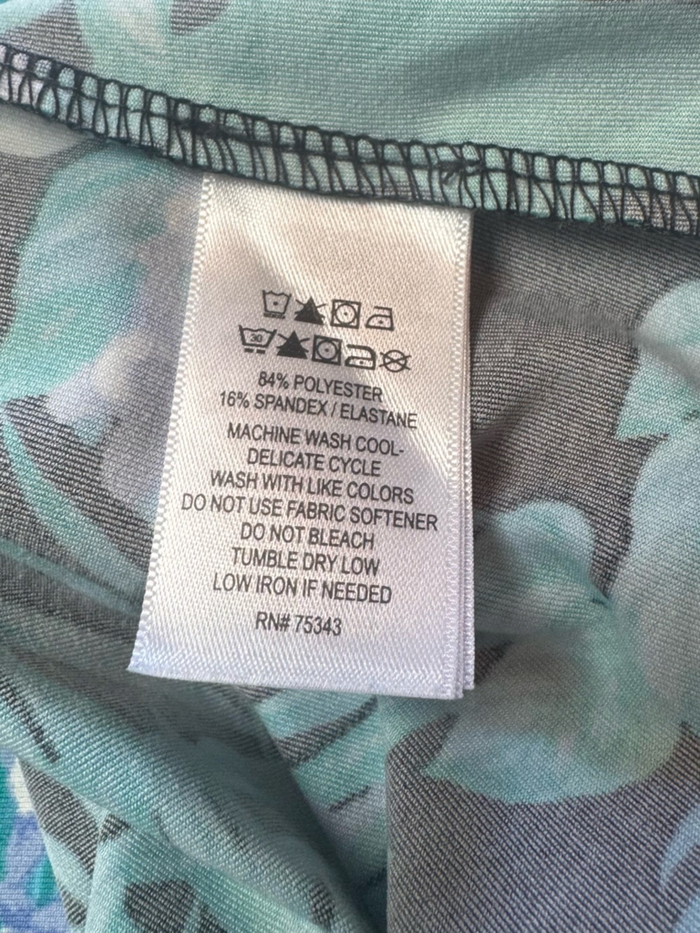 Tommy Bahama Sleeveless Polo Tank in Black with Teal & Pink Floral Print - Picture 7 of 7